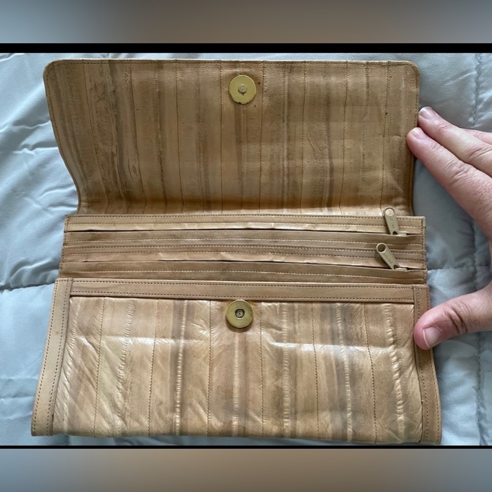 Vintage Eel Skin Clutch Purse Tan - Picture 3 of 3